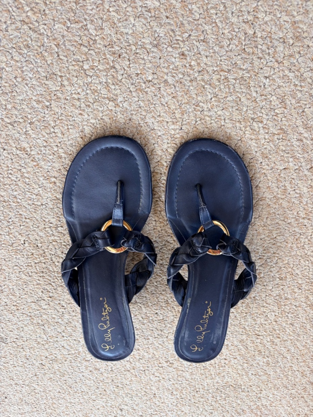 Lilly Pulitzer Navy Wedge Sandals Size 5.5 - Picture 2 of 5